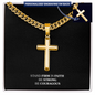 Men's Cuban Link Chain with Artisan Cross | Personalized Engraving | Message Card Stand Firm In Your Faith | Men's Cross Necklace