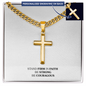 Men's Cuban Link Chain with Artisan Cross | Personalized Engraving | Message Card Stand Firm In Your Faith | Men's Cross Necklace | WB