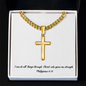 Personalized Cross Necklace | With Cuban Link Chain | WB | Message Card | I Can Do All Things |