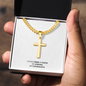 Men's Cuban Link Chain with Artisan Cross | Personalized Engraving | Message Card Stand Firm In Your Faith | Men's Cross Necklace | WB