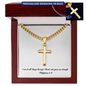 Personalized Cross Necklace | With Cuban Link Chain | WB | Message Card | I Can Do All Things |