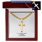 Men's Cuban Link Chain with Artisan Cross | Personalized Engraving | Message Card Stand Firm In Your Faith | Men's Cross Necklace | WB