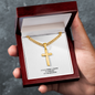 Men's Cuban Link Chain with Artisan Cross | Personalized Engraving | Message Card Stand Firm In Your Faith | Men's Cross Necklace | WB
