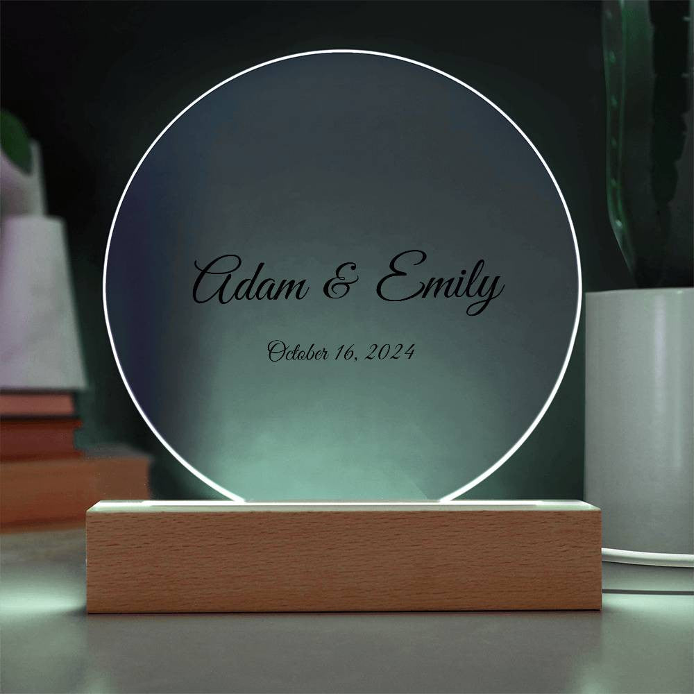 Personalized | Acrylic Circle Plaque| Wedding Gift | Anniversary