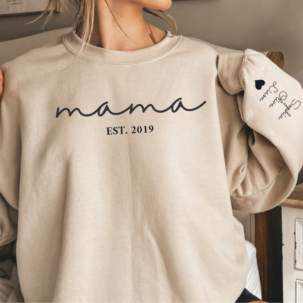 Mama Sweatshirt |Kids Names On Sleeve | Mom Sweatshirt | Gift For Mom | Up To 9 Names On Sleeve
